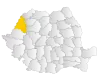 Map of Romania highlighting Bihor County