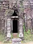 A brick corbelled arch disintegrating slowly at Mỹ Sơn (4th-14th c. Hindu temples) in Vietnam