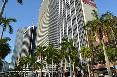 As the CBD has "Manhattanized" along with the Greater Downtown area, a phenomenon known as the "Biscayne Wall" has emerged.