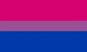 Tricolor flag: wide horizontal pink and blue bars surrounding a narrower lavender bar