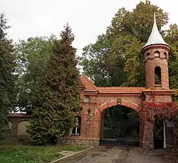 Entrance gate to the Biskupice Palace park