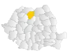 Map of Romania highlighting Bistrița-Năsăud County