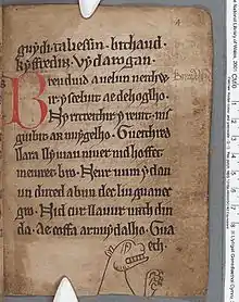 Facsimile of a page from the Black Book of Carmarthen