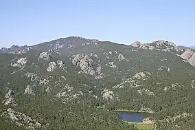 A photo of the Black Hills in the Black Elk Wilderness with Horsethief Lake.