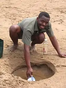 Collecting water from the sand