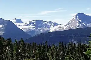 Blackfoot Glacier at left was once joined to Jackson Glacier on the right