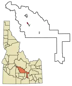 Location of Hailey in Blaine County, Idaho.