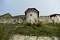 Hohenrechberg Castle, maschikuli tower seen from outer outer ward