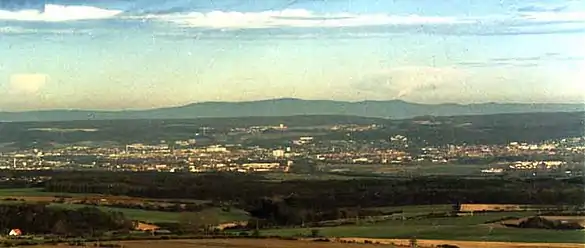 View from Hoher Hagen looking northeast over Göttingen to the Harz