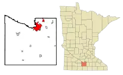 Location of the city of Mankatowithin Blue Earth Countyin the state of Minnesota