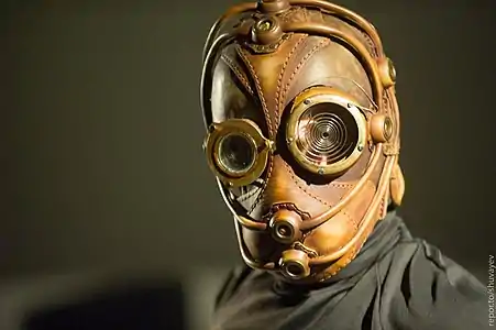 Bob Basset leather mask at the art-performance "Behind the Mask", Gogolfest, 2015