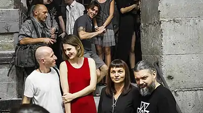 Bob Basset and Gamlet Zinkivskyi at their joint Objects exhibition in Kharkiv, Ukraine, 2018