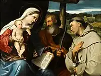 The Holy Family with Saint Anthony of Padua, oil on panel.