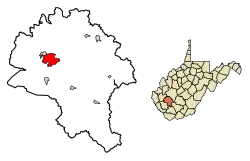 Location of Madison in Boone County, West Virginia.