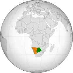 Map indicating locations of Botswana and Namibia