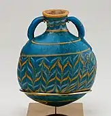 Bottle; 1295–1070 BC; glass; height: 10 cm (4 in); Metropolitan Museum of Art