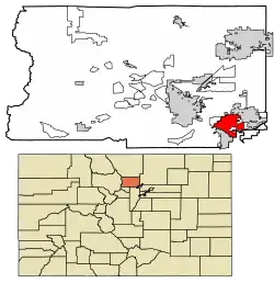 Location of the City of Louisville in Boulder County, Colorado.