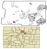 Location of Nederland in Boulder County, Colorado.