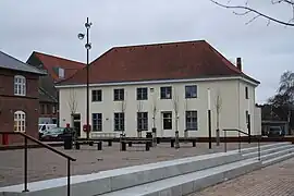 Brædstrup Post Office; Postal service established 1875. Current building erected in 1921. Now housing a restaurant.