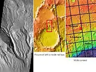 Branched valleys on the rim of Huygens crater, as seen by THEMIS.