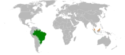 Map indicating locations of Brazil and Malaysia