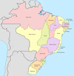 The captaincies of the Kingdom of Brazil in 1822