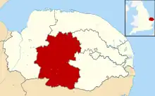 Breckland shown within Norfolk