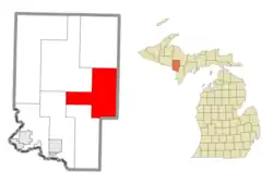 Location within Dickinson County