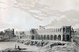 The Khaju Bridge as depicted by Eugène Flandin in 1840