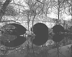 This stone arch bridge in the township over Swamp Creek is on the National Register of Historic Places