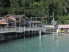 The station building seen from the ferry pier.