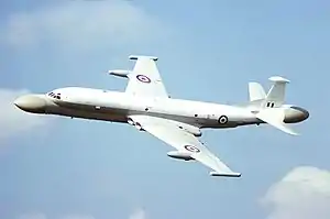 A side view of a Nimrod AEW3 in flight