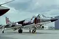 A British Aerospace Sea Harrier. This naval aircraft saw extensive use in the Falklands War. Another British naval aircraft of the Cold War with a long service life was the British variant of the US naval F-4 Phantom the F-4K Phantom.