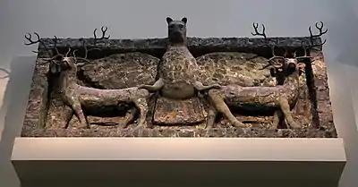 Mari temple frieze: containing symbols of Ninhursag and her son Ninurta.