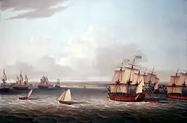 Image 24The British Fleet Entering Havana, 21 August 1762, a 1775 painting by Dominic Serres  (from History of Cuba)