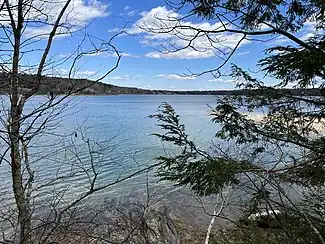 Looking north from around the cove's midpoint in coastal Cumberland