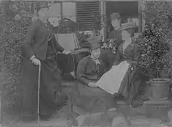 Seton's wife, Bronwen (with a dog on her lap), and her sisters Madge and Edith. The sister to the far left is Emily Gwendoline, known as Gwen, Lady Cowley.