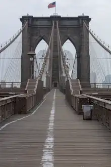 The Brooklyn Bridge's elevated pedestrian promenade