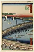 Ryōgoku Bridge and the Great Riverbank (8th Month, 1856) - Brooklyn Museum