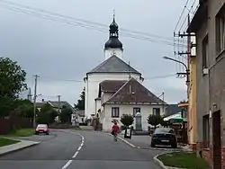 Centre of Brumovice with Church of the Nativity of the Virgin Mary