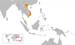 Map indicating locations of Brunei and Vietnam