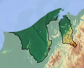 Map showing the location of Ulu Temburong National ParkGreen Jewel of Brunei