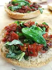 Bruschetta with chopped tomatoes and basil