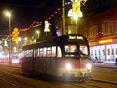 Brush Railcoach No. 623 in Mystique show advert livery