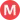 The icon for Brussels Metro.A white letter 'M' on top of a pink circle.