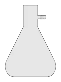 Büchner flask or sidearm flask — a thick-walled conical flask with a short hose-connection tube on the side of the neck.