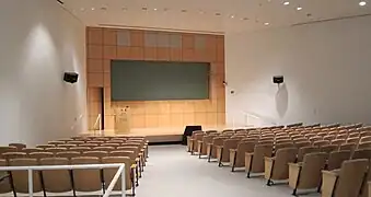 Inside Drexler Auditorium, in the Administrative Building