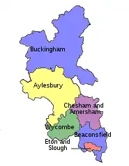 Map of parliamentary constituencies in Buckinghamshire 1974–1983