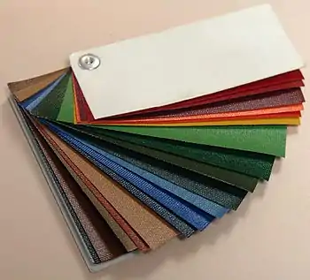 Buckram variety swatches that can be used to cover books.