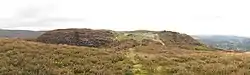 An outcrop covered in heather